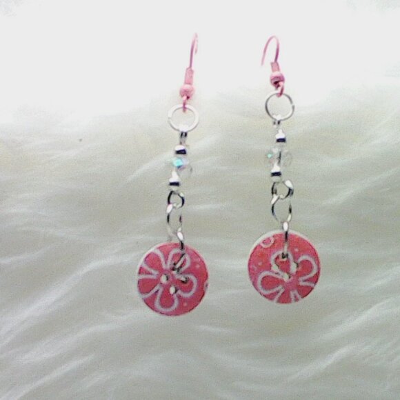 No. 102 Pretty handmade earrings with half-inch diameter buttons - Picture 1 of 1
